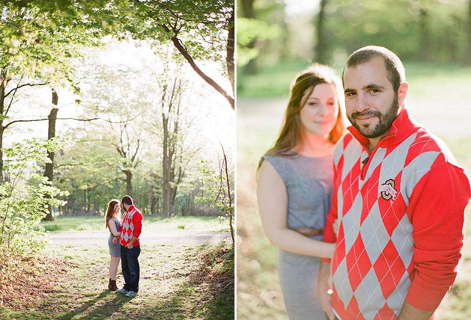 A sunset engagement session at Holden Arboretum with Erica and Seth