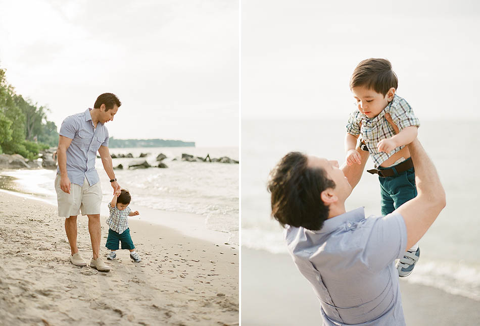 A summer family portrait session at Huntington Beach in Bay Village with Michelle, Amir and Michael.