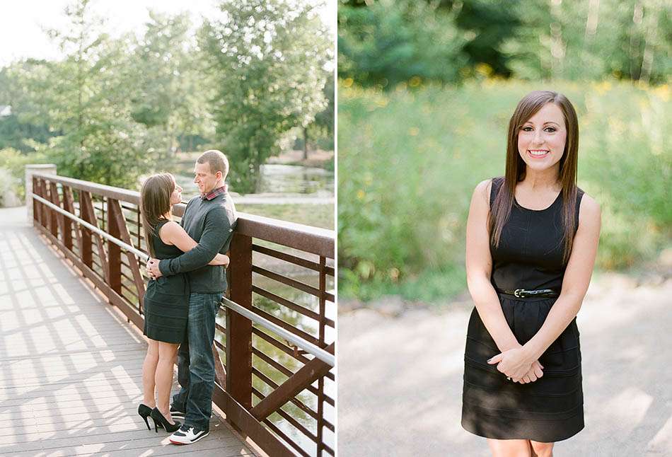 A summer sunset engagement session at Coe Lake captured on film with Sarah and Kyle