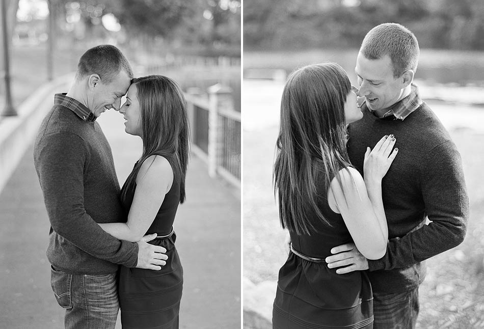 A summer sunset engagement session at Coe Lake captured on film with Sarah and Kyle