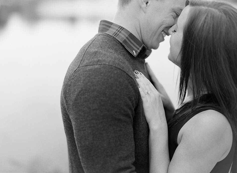 A summer sunset engagement session at Coe Lake captured on film with Sarah and Kyle