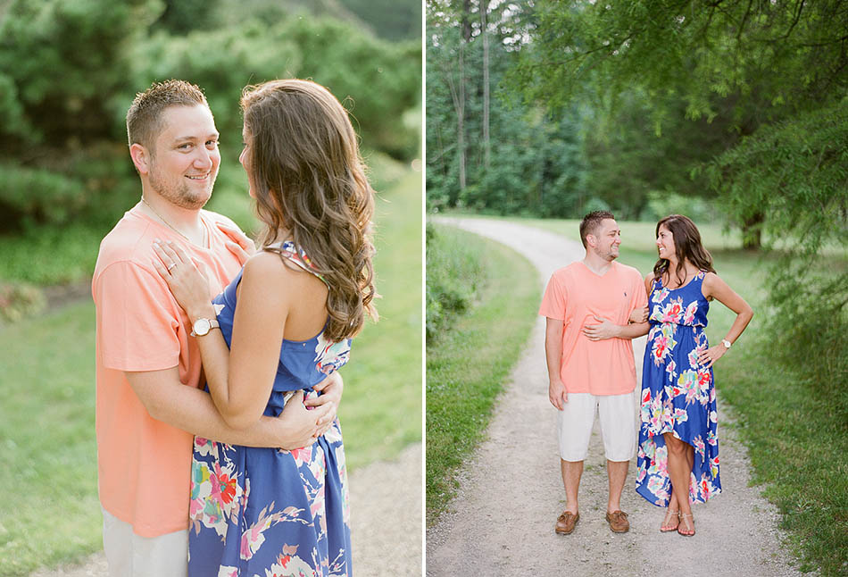 A sunset engagement session at Holden Arboretum captured on film with Lyndsey and Jerry