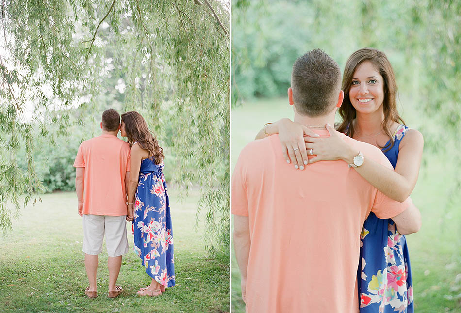 A sunset engagement session at Holden Arboretum captured on film with Lyndsey and Jerry