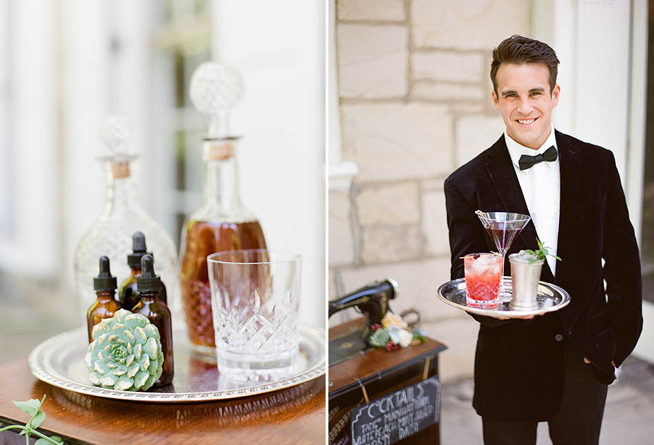 Holden Arboretum wedding inspiration featuring an art deco design and craft cocktails