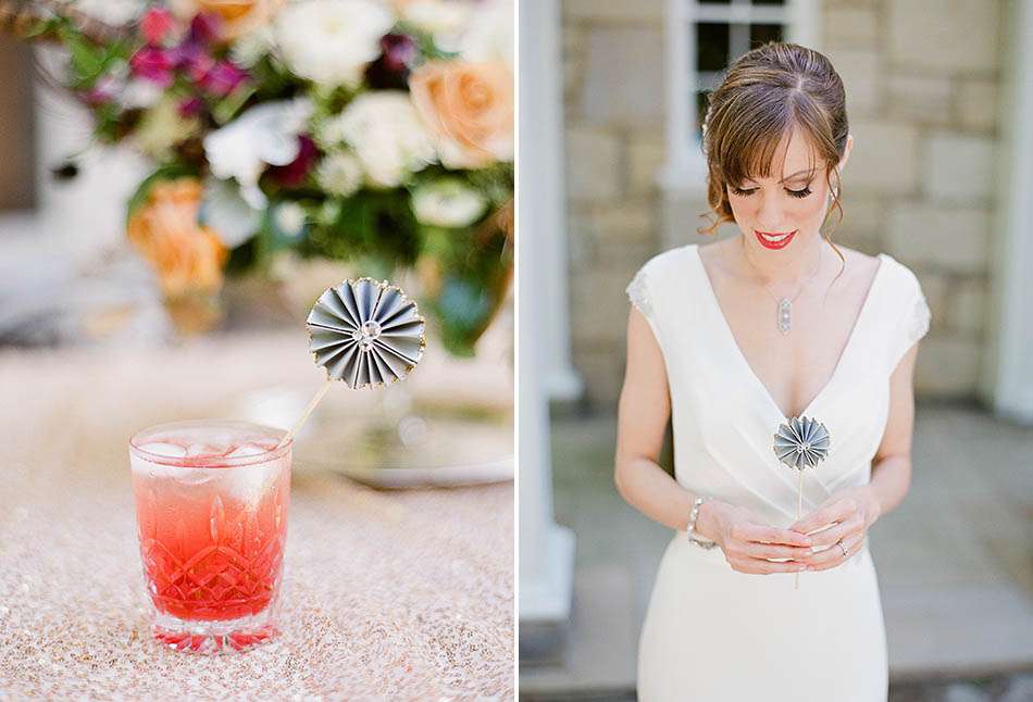 Holden Arboretum wedding inspiration featuring an art deco design and craft cocktails