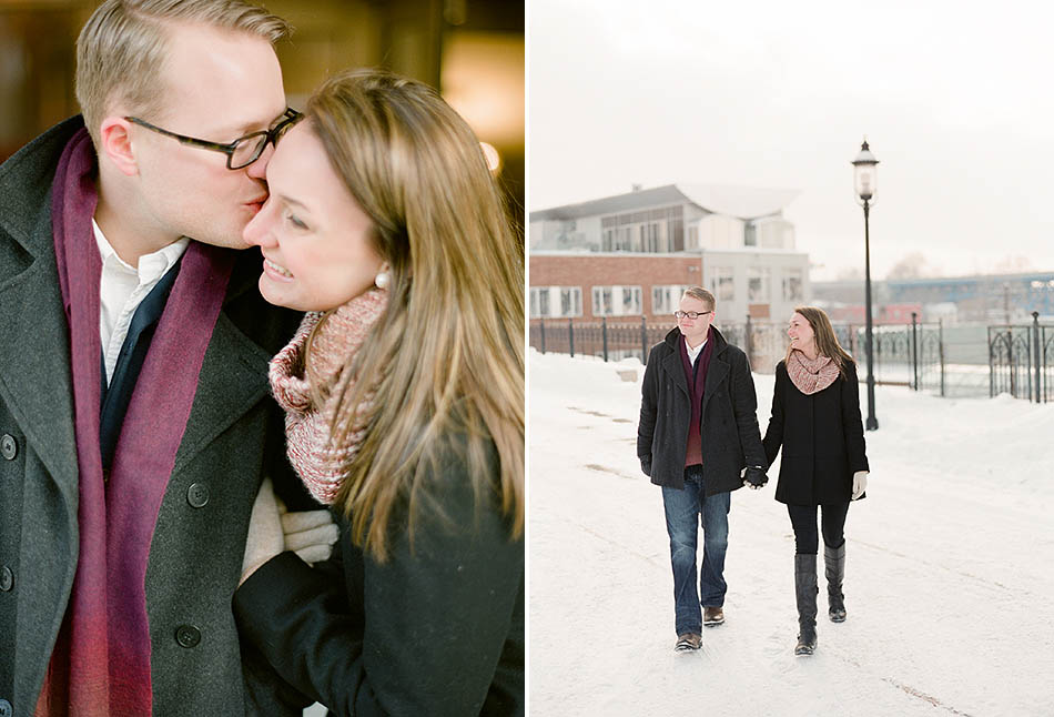 Winter engagement session in downtown Cleveland with JoAnn and Tom