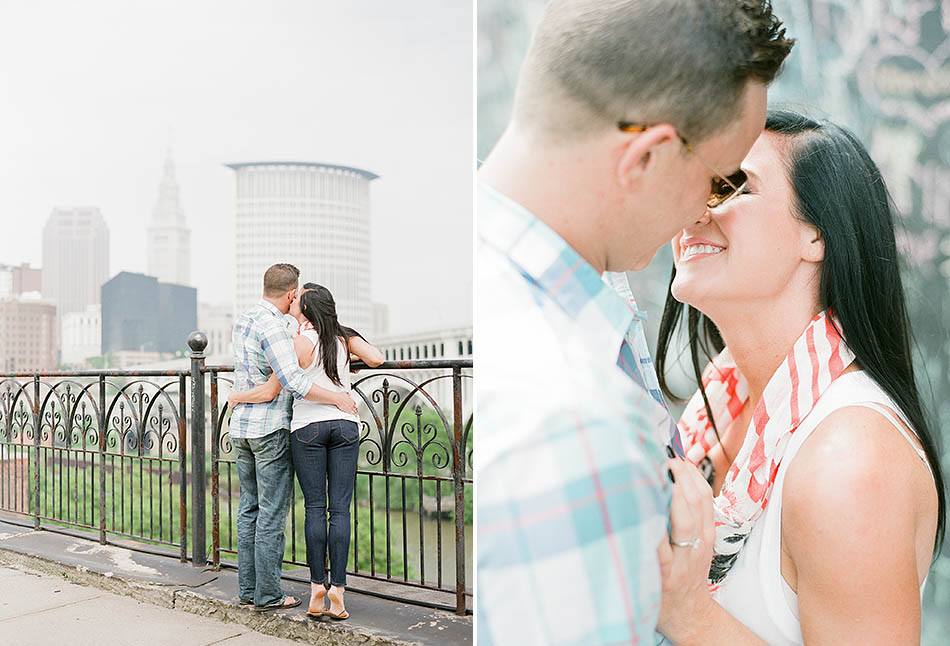 A downtown Cleveland engagement session in the summer sun with Tiffany and Rick