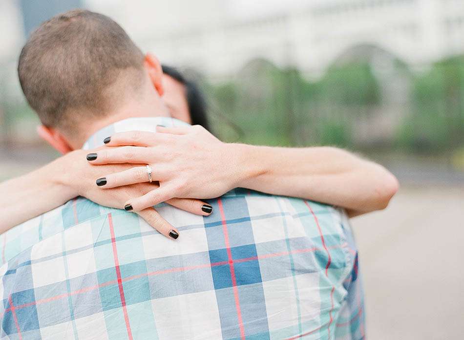 A downtown Cleveland engagement session in the summer sun with Tiffany and Rick