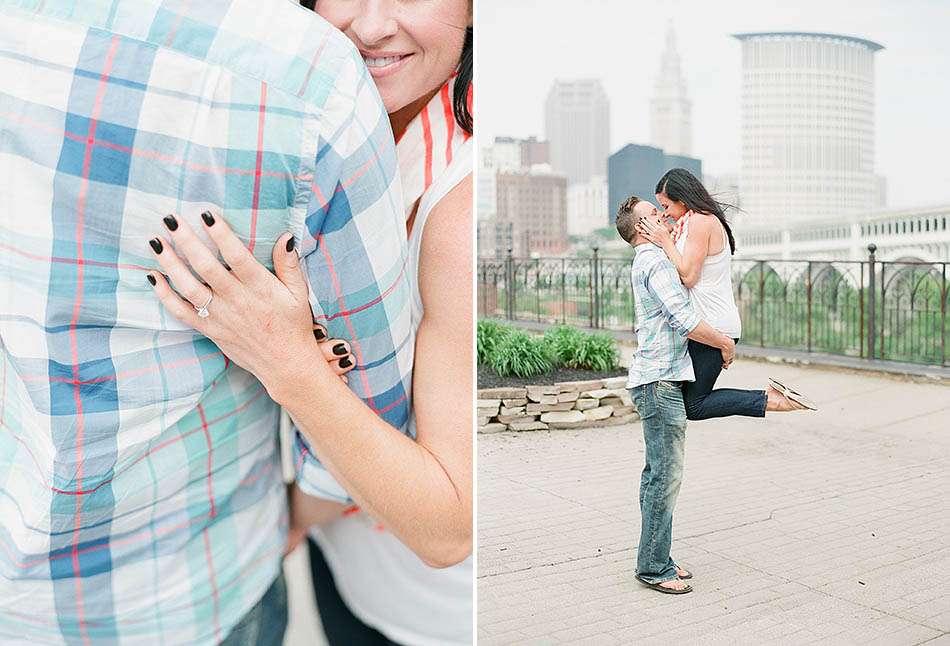 A downtown Cleveland engagement session in the summer sun with Tiffany and Rick