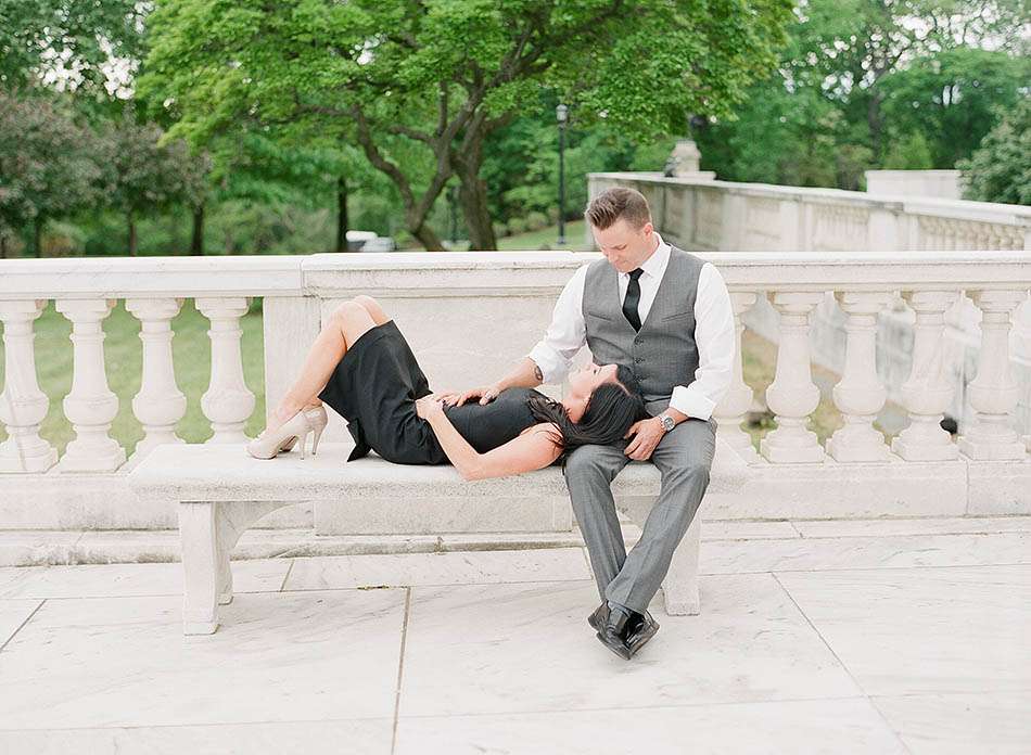 A downtown Cleveland engagement session in the summer sun with Tiffany and Rick