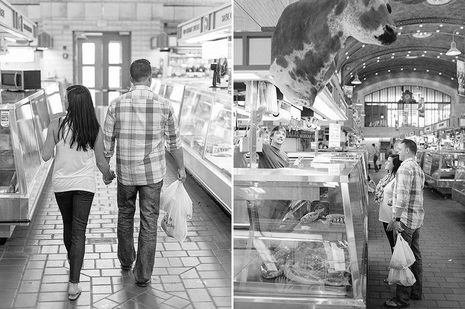 A downtown Cleveland engagement session in the summer sun with Tiffany and Rick