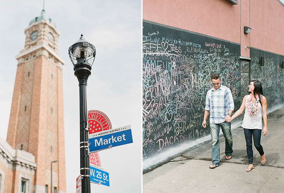 A downtown Cleveland engagement session in the summer sun with Tiffany and Rick