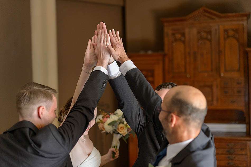 Josaphat Arts Hall wedding ceremony by wedding photographer Hunter Photographic