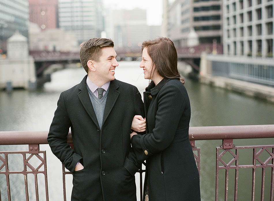 A winter Chicago engagement session in downtown with Katie and Brian