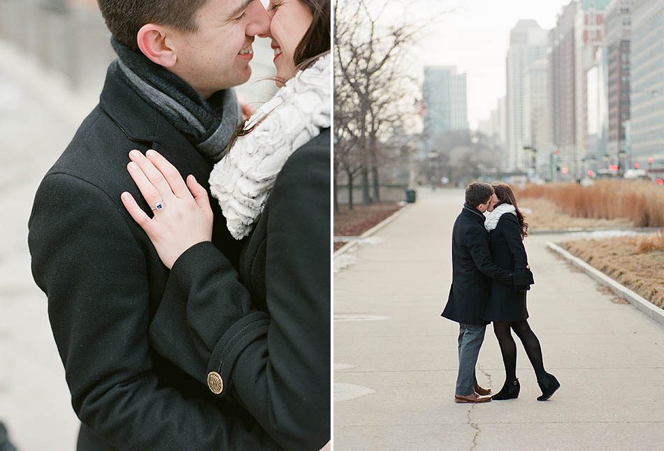 A winter Chicago engagement session in downtown with Katie and Brian