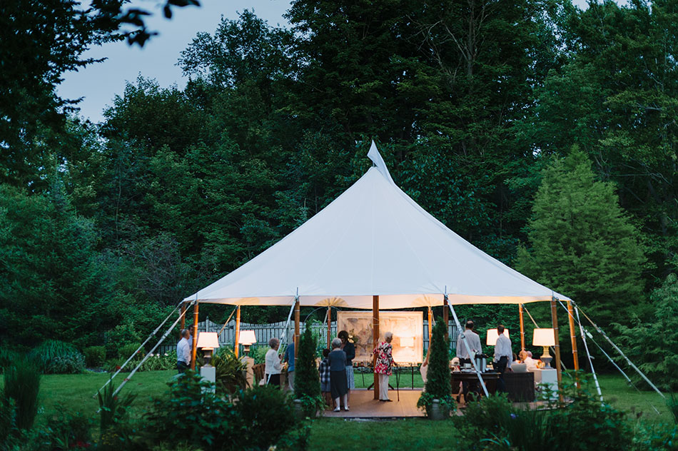 Backyard wedding reception in Shaker Heights, Ohio captured on film
