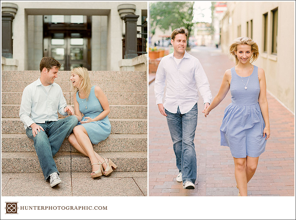 Alexis and Joe's summer evening engagement session in downtown Columbus