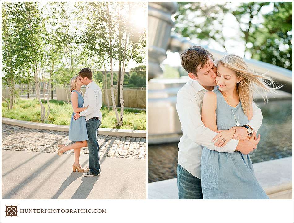 Alexis and Joe's summer evening engagement session in downtown Columbus