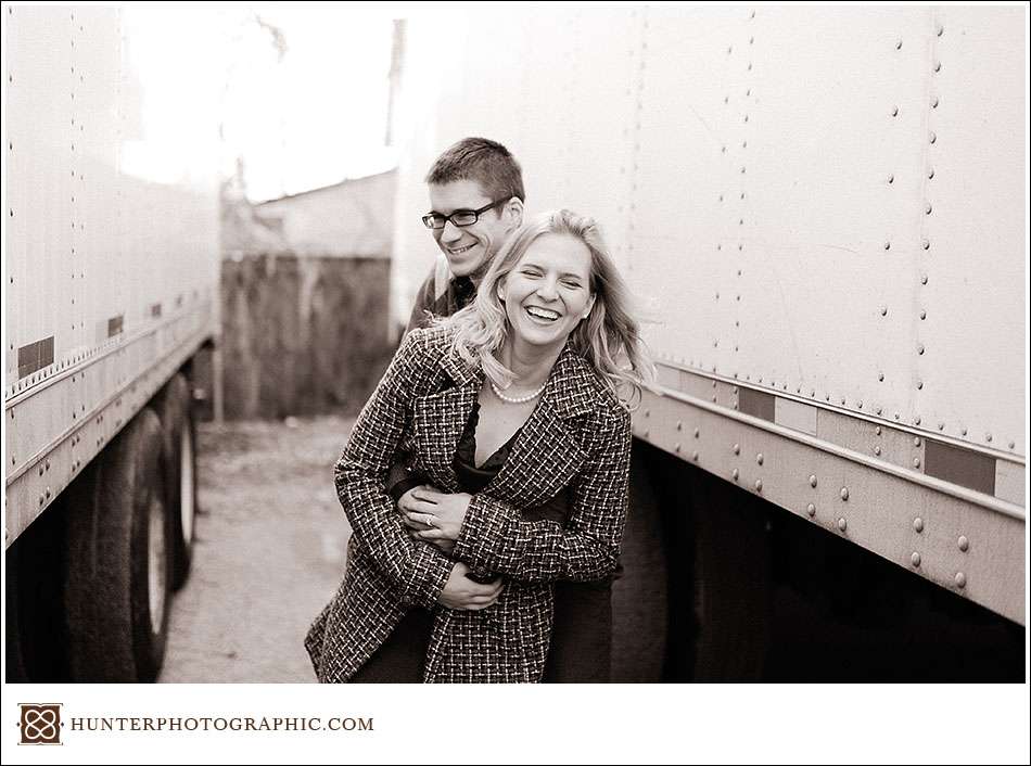 Carolyn and Dan's engagement session in downtown Cleveland