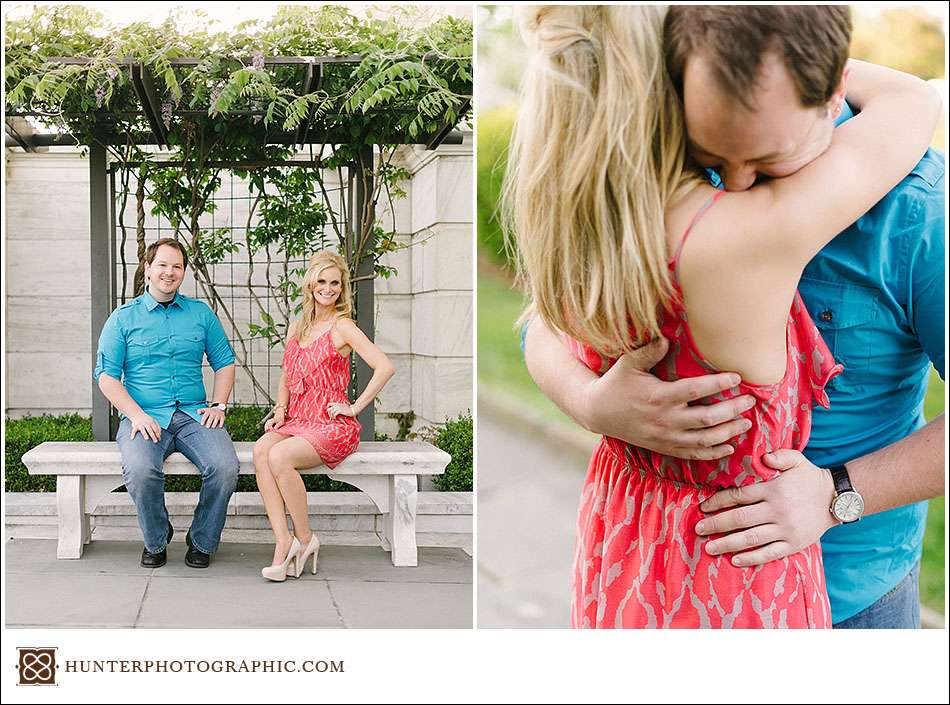 Carrie and Kevin's sunset engagement session in downtown Cleveland