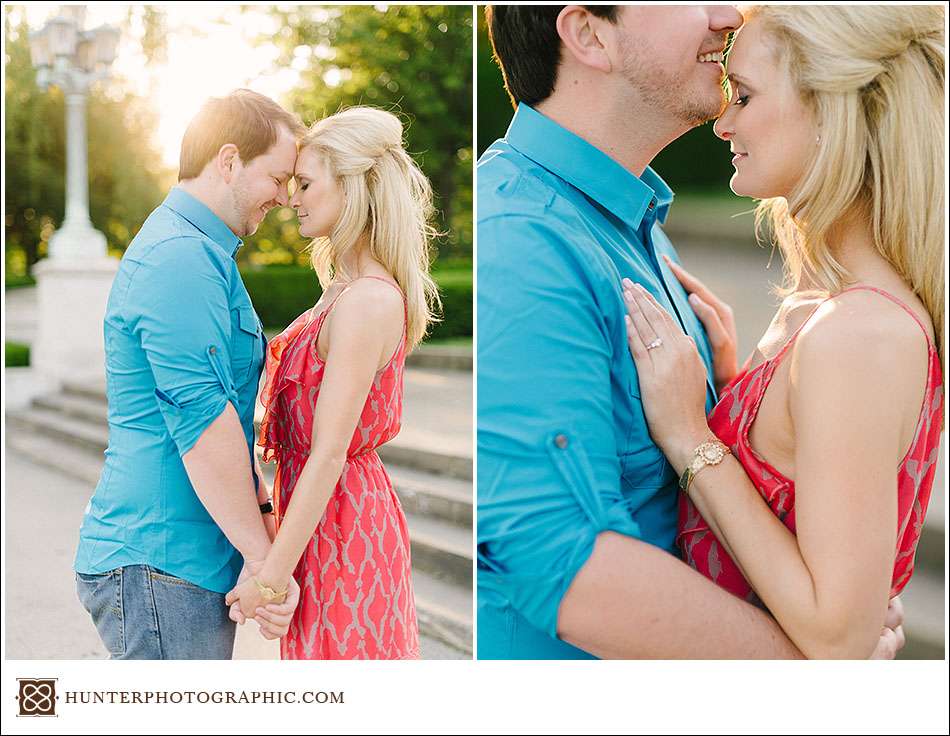 Carrie and Kevin's sunset engagement session in downtown Cleveland