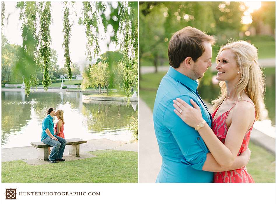 Carrie and Kevin's sunset engagement session in downtown Cleveland