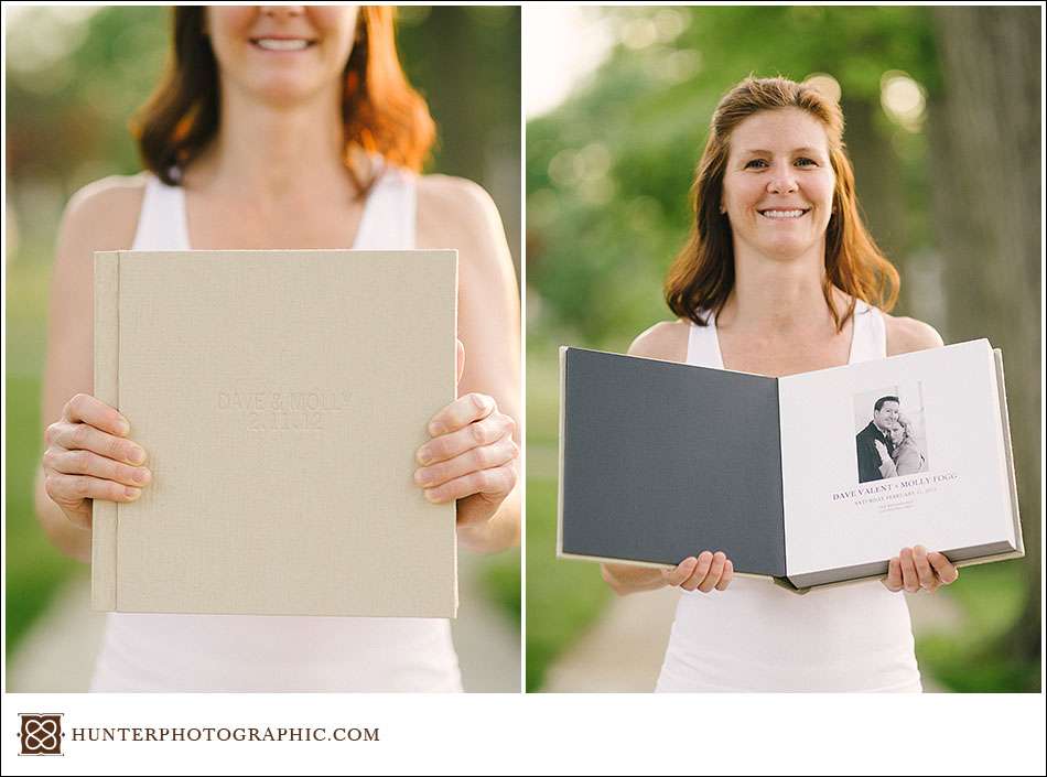 Molly and Dave's custom heirloom wedding album and proof presentation box