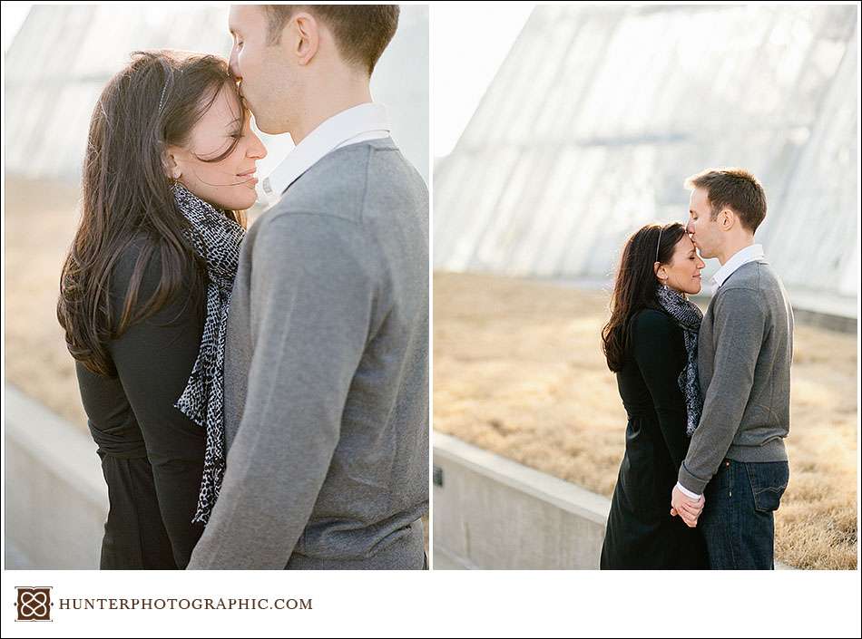 Didi and Henry - Golden Winter engagement photos in downtown Cleveland