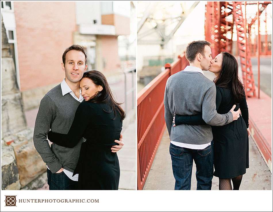 Didi and Henry - Golden Winter engagement photos in downtown Cleveland