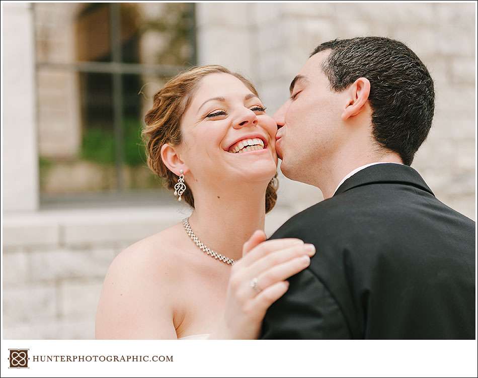 Joanna and David's first look at their Cleveland Arcade wedding