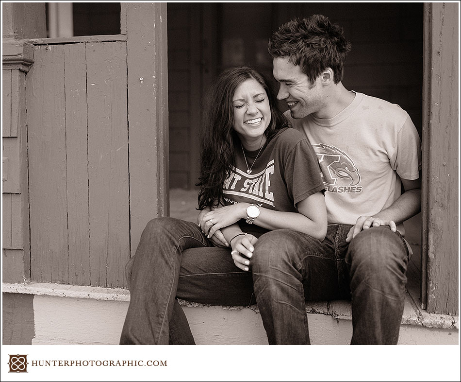 Laura and Joey's Kent State Engagement session by Cleveland wedding photographer Hunter Photographic.