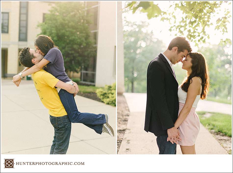 Laura and Joey's Kent State Engagement session by Cleveland wedding photographer Hunter Photographic.