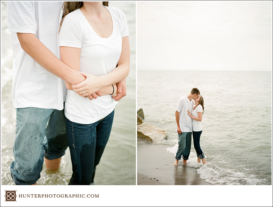 Beach engagement session in Lorain, Ohio featuring Kaye and Nathan