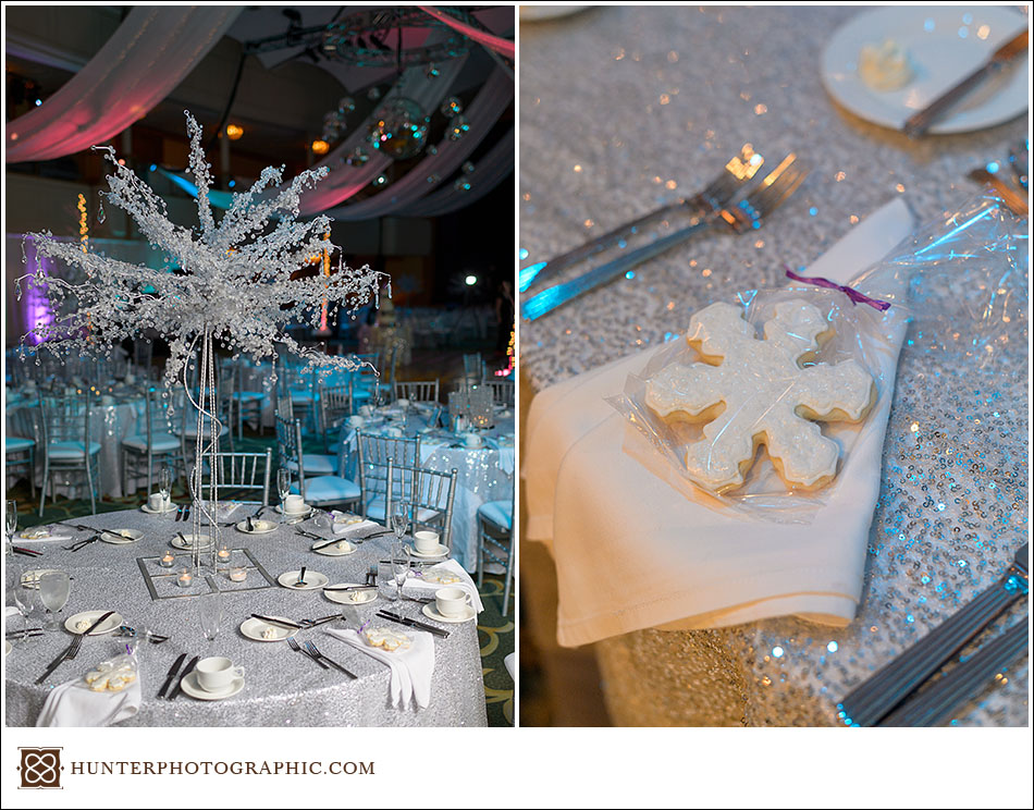 Sarah and Mike's winter wonderland wedding at the Cleveland Renaissance Hotel.
