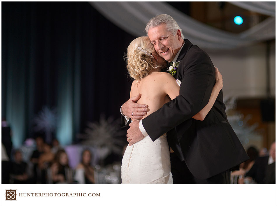 Sarah and Mike's winter wonderland wedding at the Cleveland Renaissance Hotel.