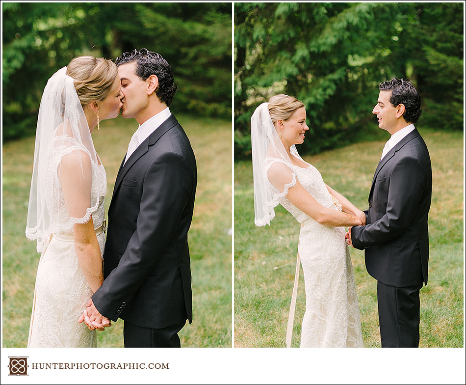 Laura and John's first look from their Egyptian wedding held in Cleveland