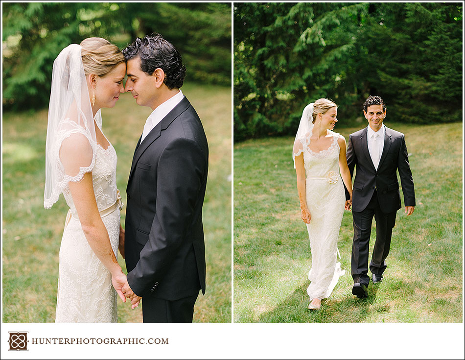 Laura and John's first look from their Egyptian wedding held in Cleveland