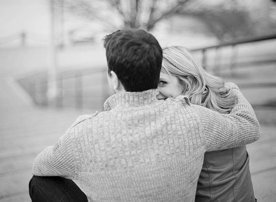 Crisp winter dowtown engagement session with Carlene and Arlo.
