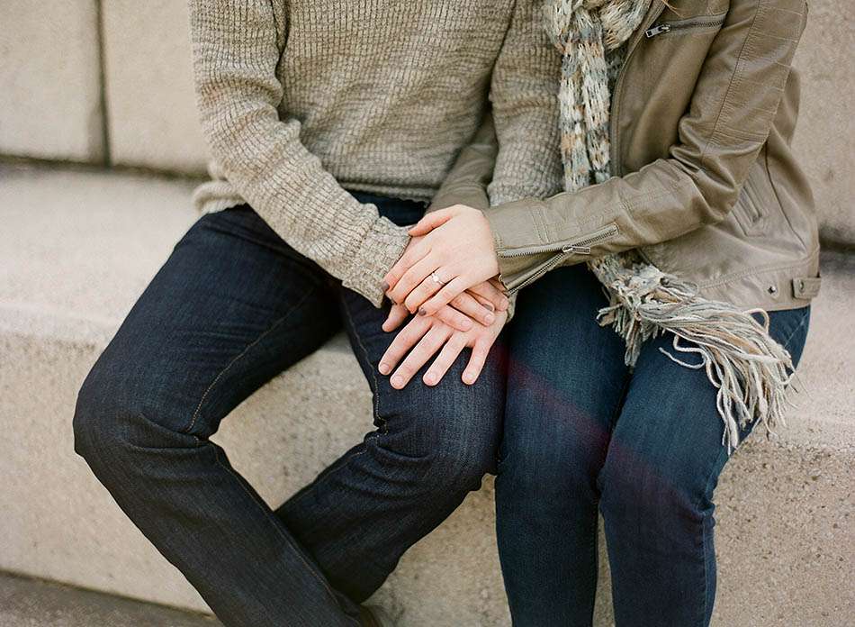 Crisp winter dowtown engagement session with Carlene and Arlo.