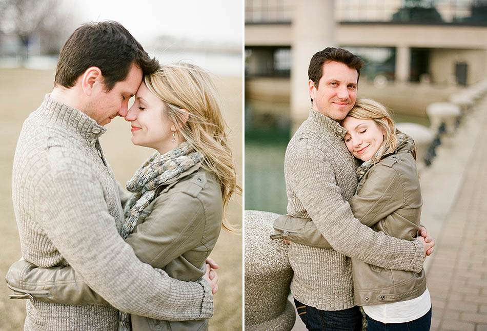Crisp winter dowtown engagement session with Carlene and Arlo.