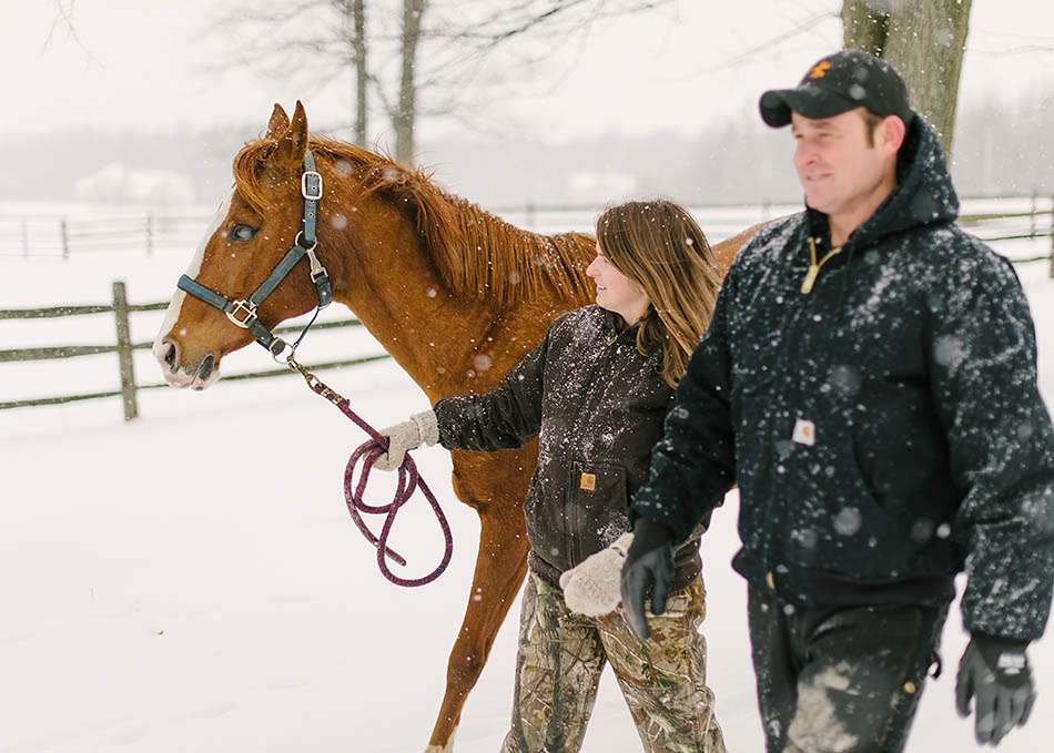 A winter engagement session with Carolyn and Jason in Kirtland Hills