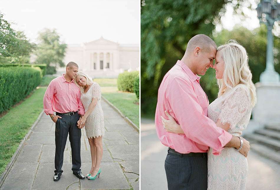 A summer evening engagement session at the Cleveland Museum of Art and Huntington Beach with Yvette and David.