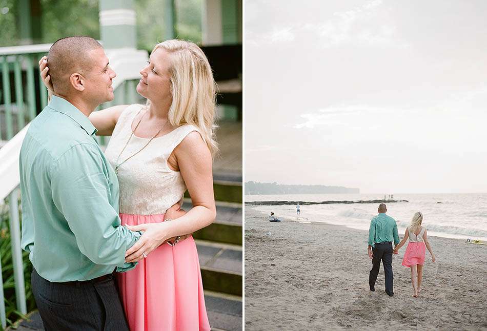 A summer evening engagement session at the Cleveland Museum of Art and Huntington Beach with Yvette and David.