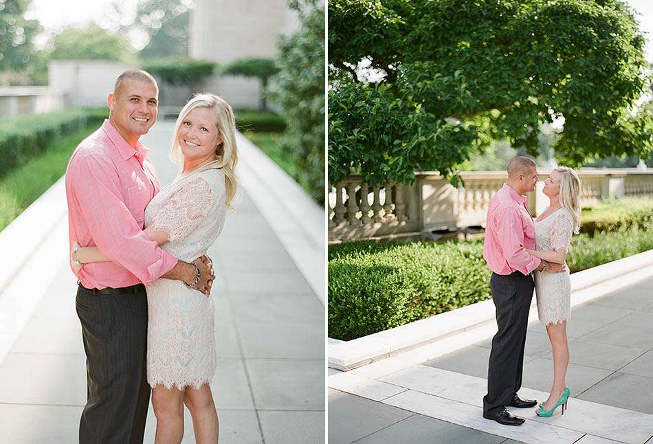 A summer evening engagement session at the Cleveland Museum of Art and Huntington Beach with Yvette and David.