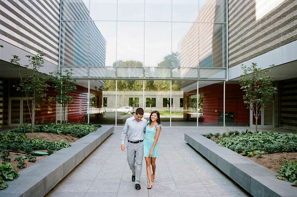 A Cleveland Museum of Art engagement session captured on film with Lauren and Ben