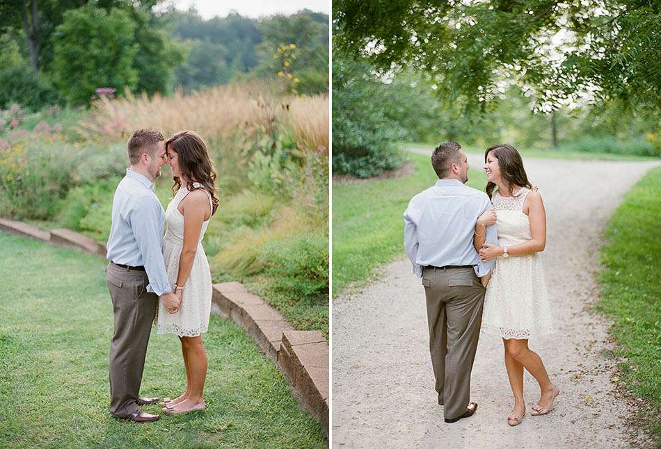 A sunset engagement session at Holden Arboretum captured on film with Lyndsey and Jerry