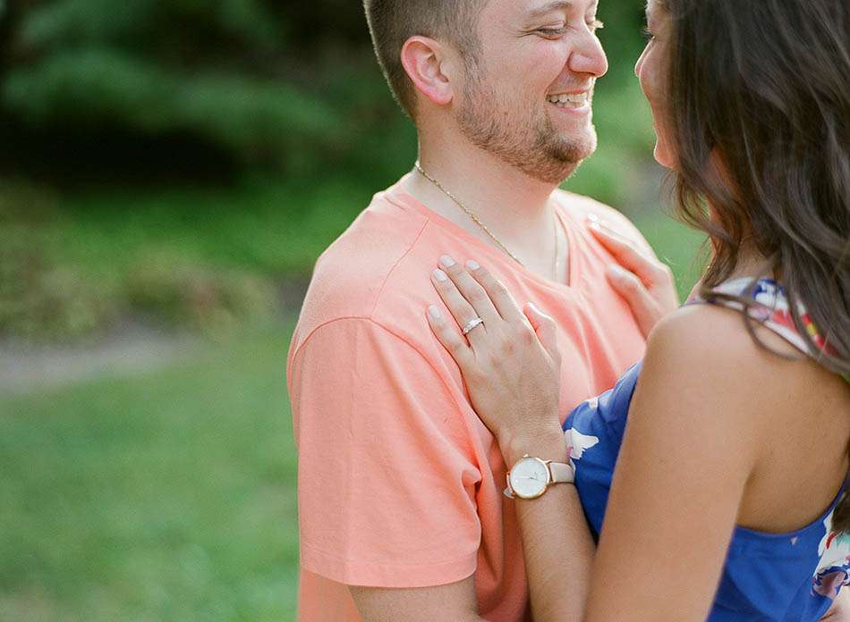 A sunset engagement session at Holden Arboretum captured on film with Lyndsey and Jerry