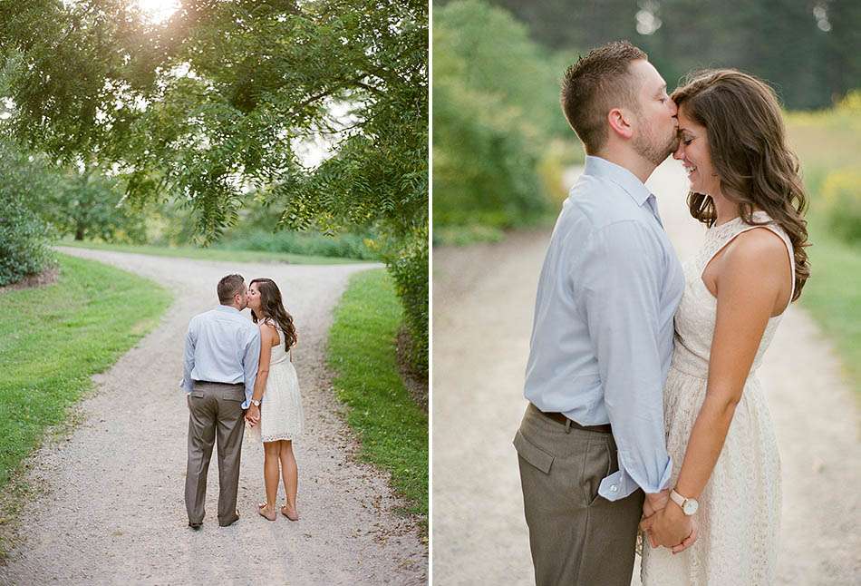A sunset engagement session at Holden Arboretum captured on film with Lyndsey and Jerry