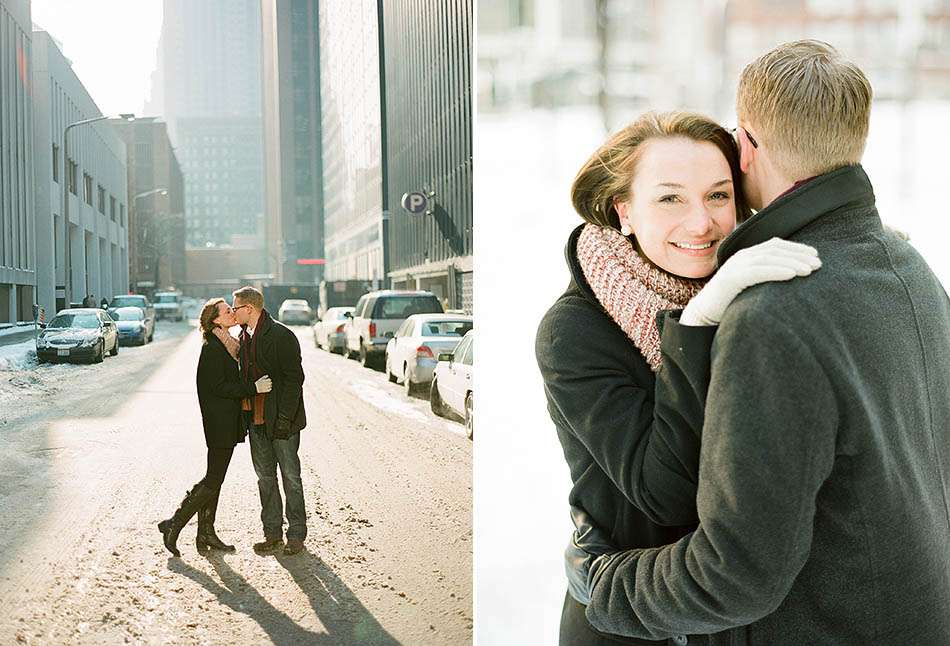 Winter engagement session in downtown Cleveland with JoAnn and Tom