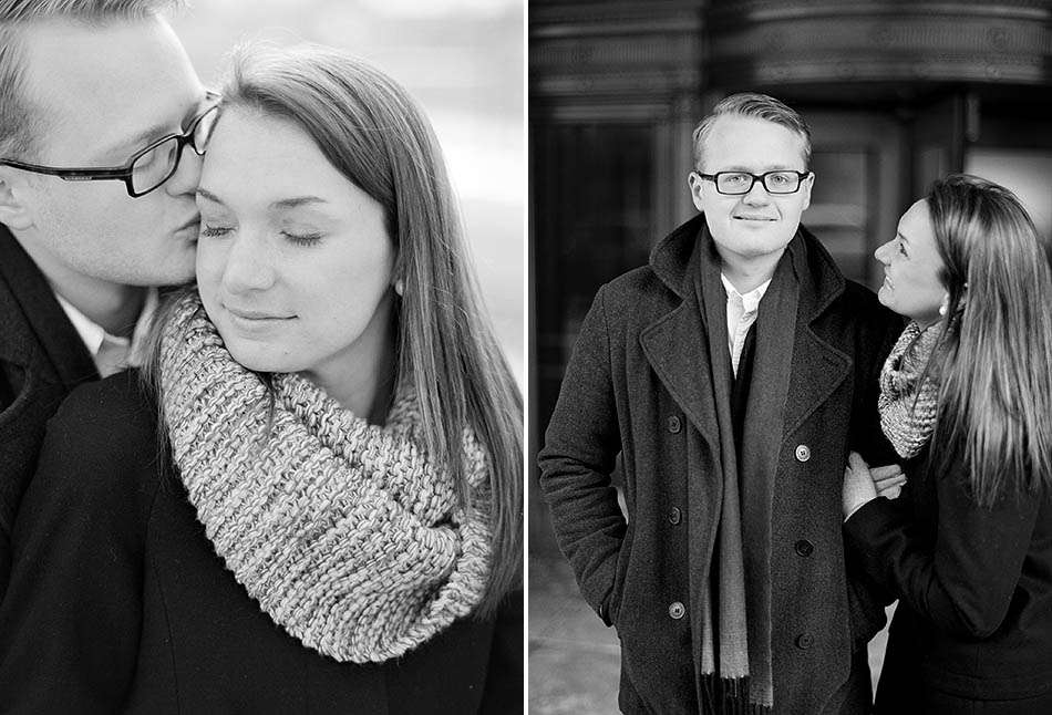 Winter engagement session in downtown Cleveland with JoAnn and Tom